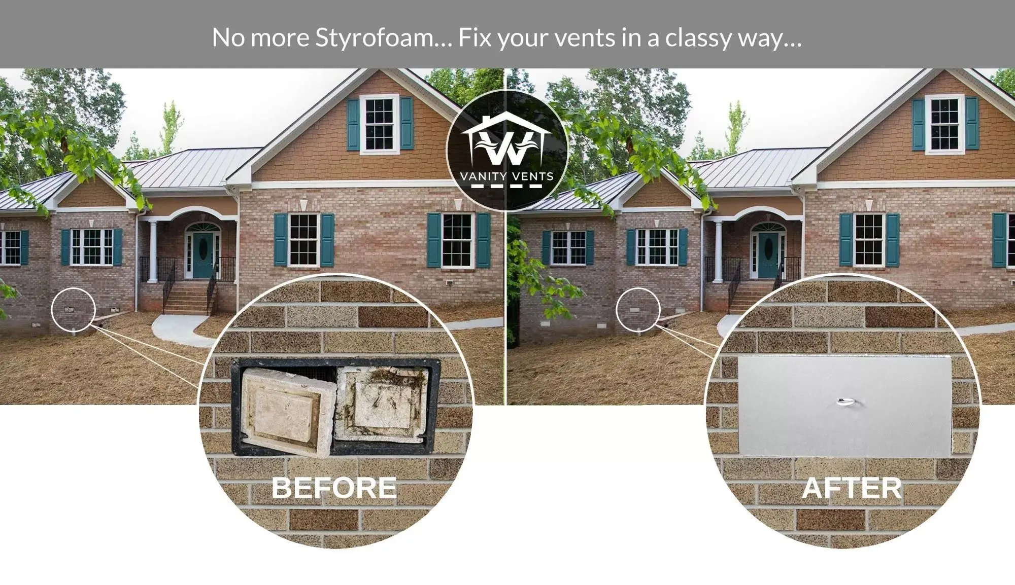 Before and After Vanity Vent Crawl Space Vent Covers