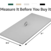A 17 by 8 inch rectangular board with the text 'Measure It Before You Buy It'.