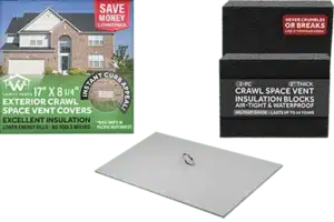 LUXURY CRAWL SPACE VENT COVER WITH INSULATION BLOCKS