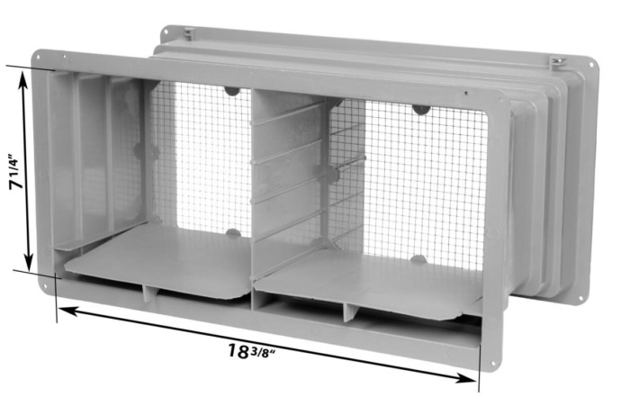 a standard size foundation vent cover with measurements.